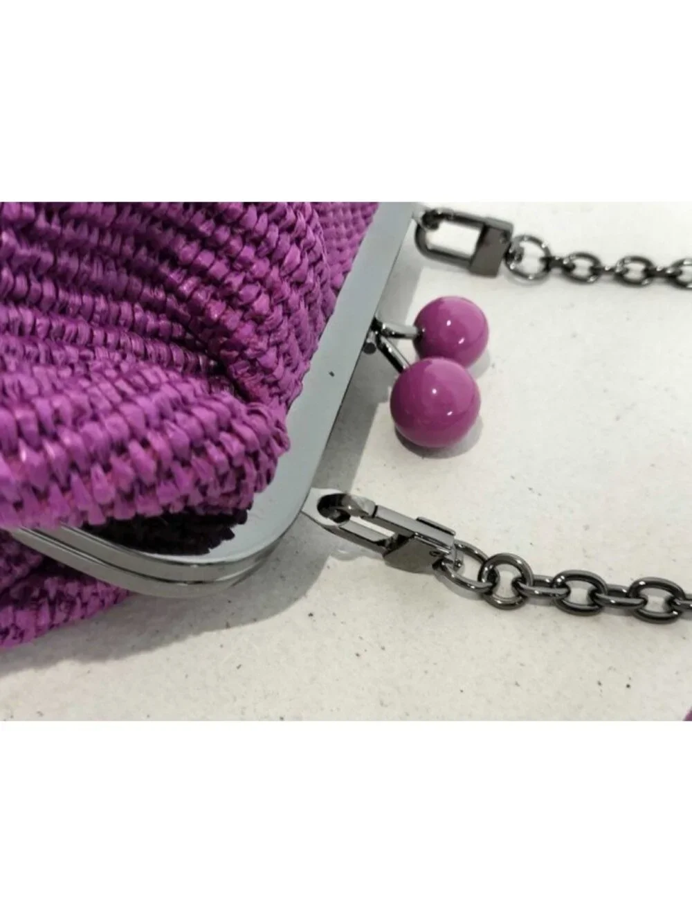 Max Mara Maxmara Weekend Shoulder Bag Pasticino Purple Cotton Chain